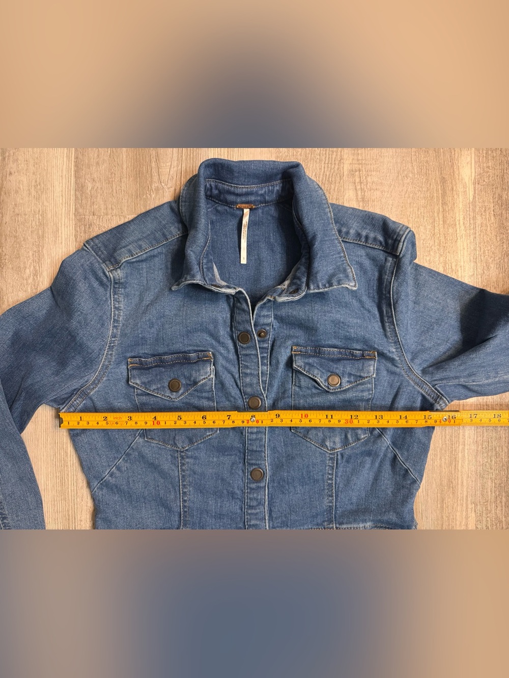 Free People Dynomite Denim Mini Shirt Dress Medium Wash - Small - Picture 4 of 9